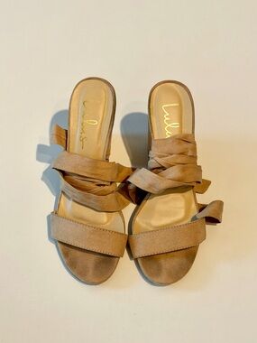 Lulu’s Tan Lace Up Heels